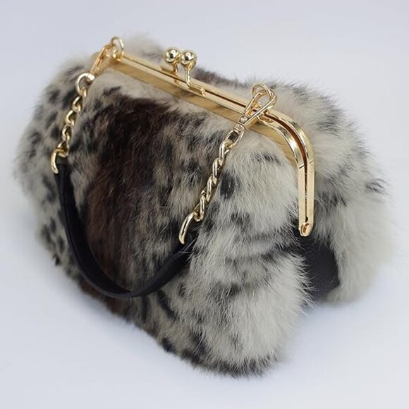 Neiman Marcus Elegant Snow Leopard Print Handbag - Picture 2 of 6